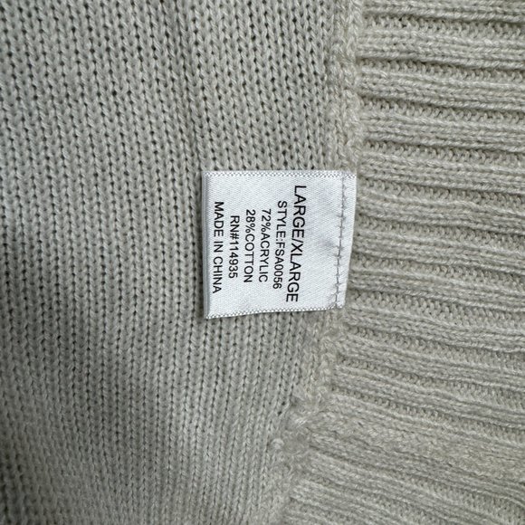 Francesca's Sweater Womens L/XL Taupe Tunic Cable Knit Loose Fit Open Split Hem - Picture 9 of 10